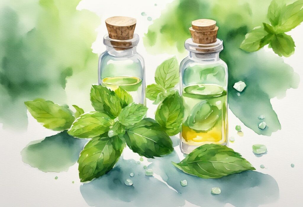 watercolor of 2 jars of peppermint oil