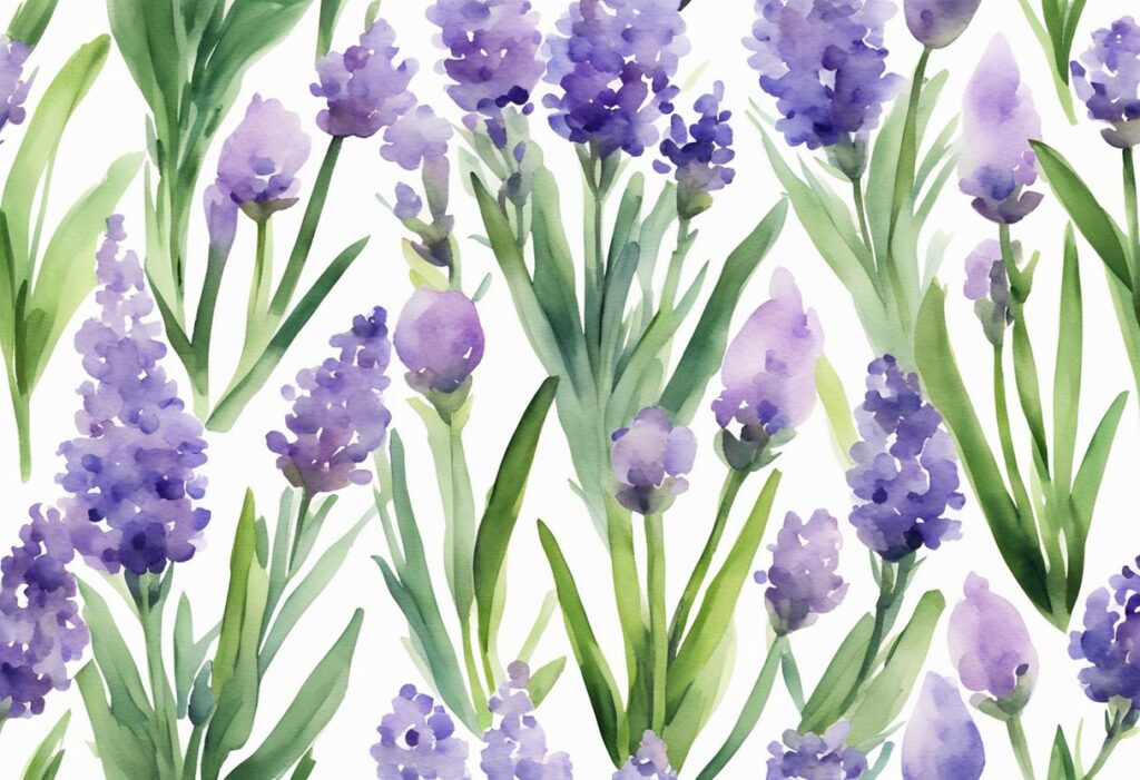 watercolor painting of lavender flowers