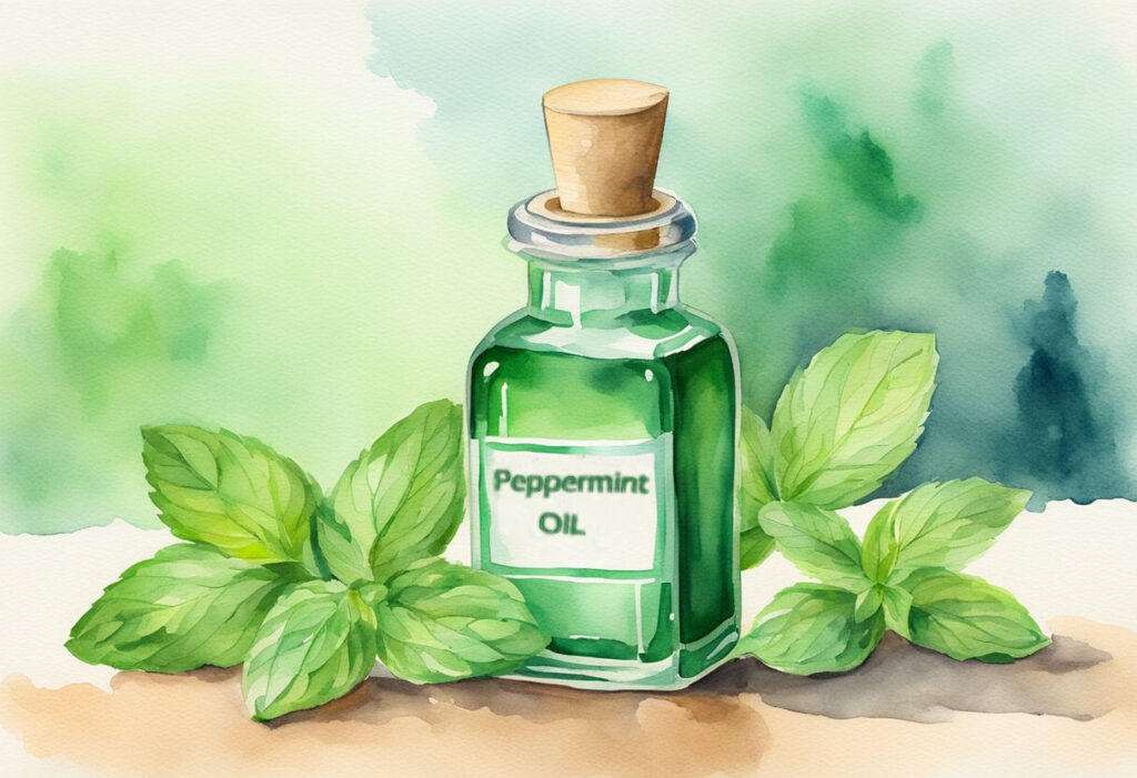painting of peppermint oil in a jar
